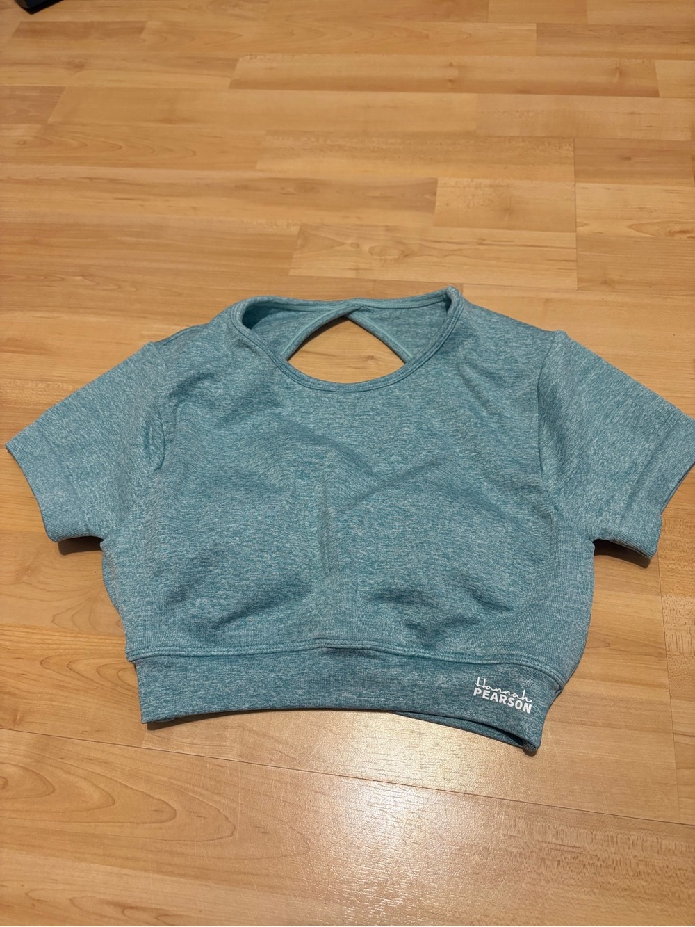 DFYNE x Hannah Pearson Teal Short-Sleeve Backless Crop Top/Bra Medium